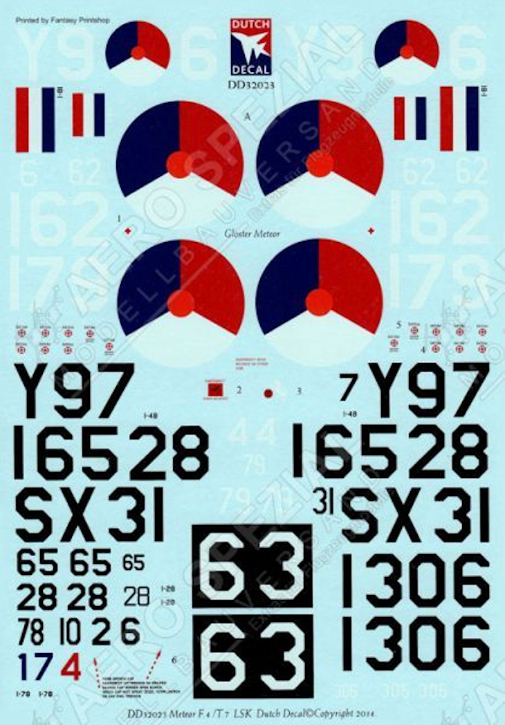 Dutch Decal 1/32 Gloster F Mk 4/T Mk 7 Meteor