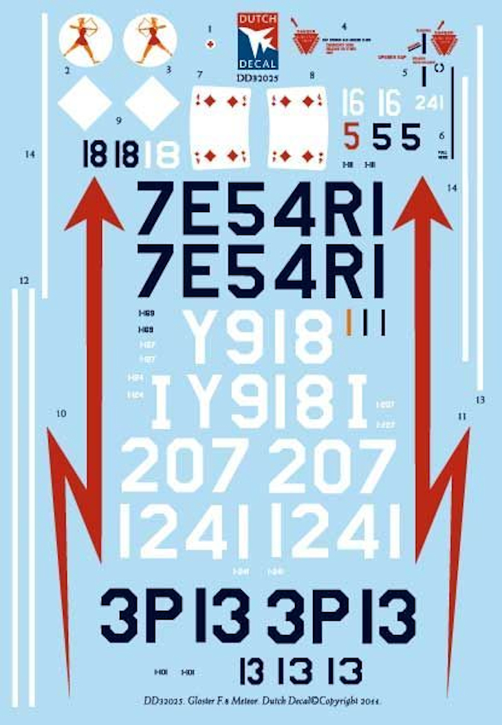 Dutch Decal 1/32 Gloster F Mk 8 Meteor LIMITED EDITION