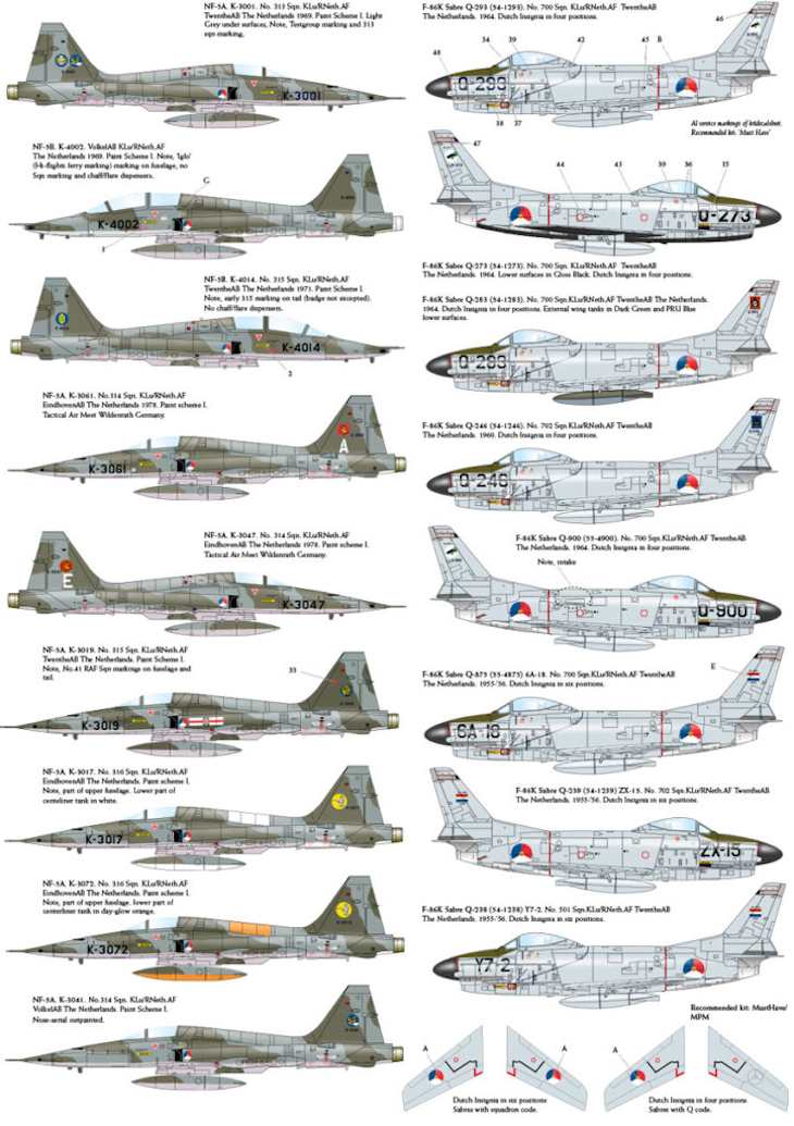 Dutch Decal 1/48 F-86K Sabre Kaasjager NF-5A/B