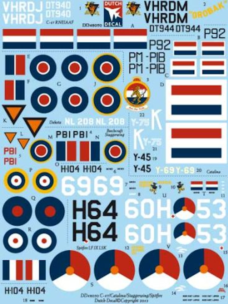 Dutch Decal 1/48 C-47B ML-KNIL/RNEIAAF Dakota