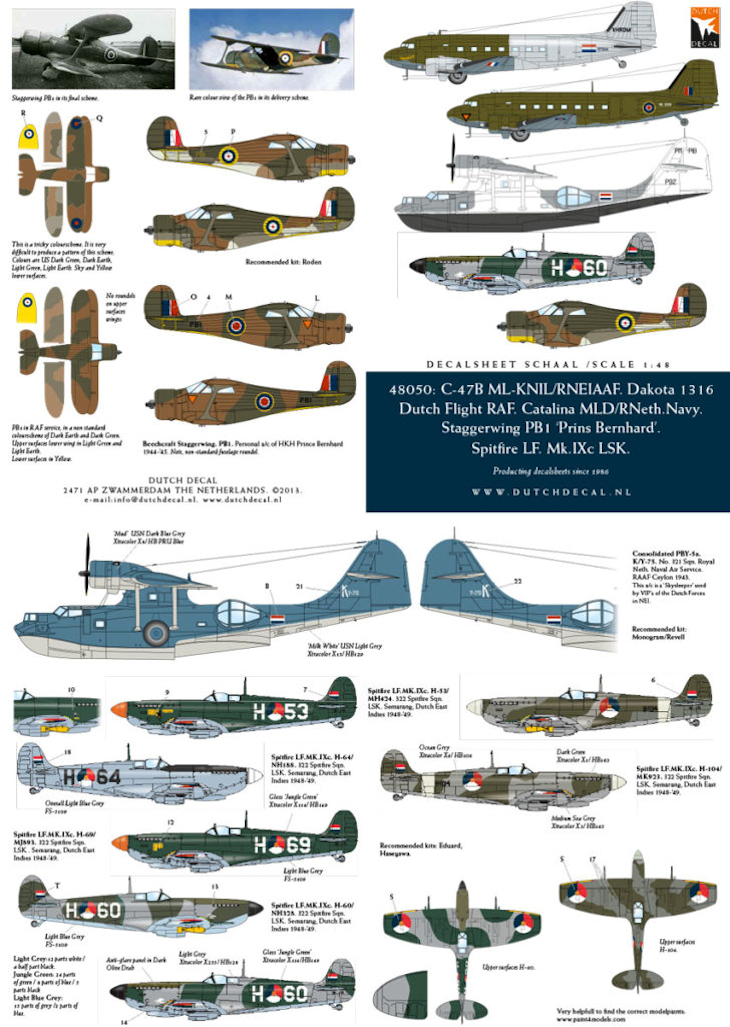 Dutch Decal 1/48 C-47B ML-KNIL/RNEIAAF Dakota