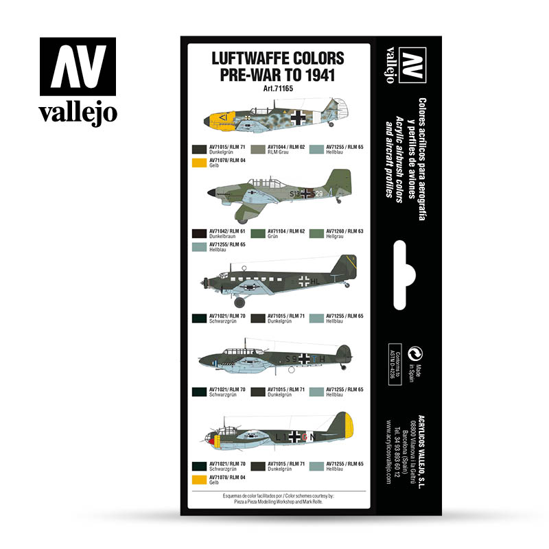 Vallejo AW Luftwaffe colors pre-war to 1941