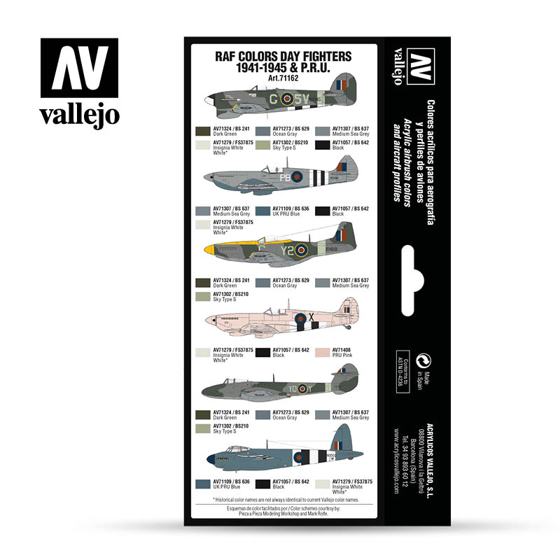 Vallejo AW RAF colors Day Fighters 1941/1945 en PRU