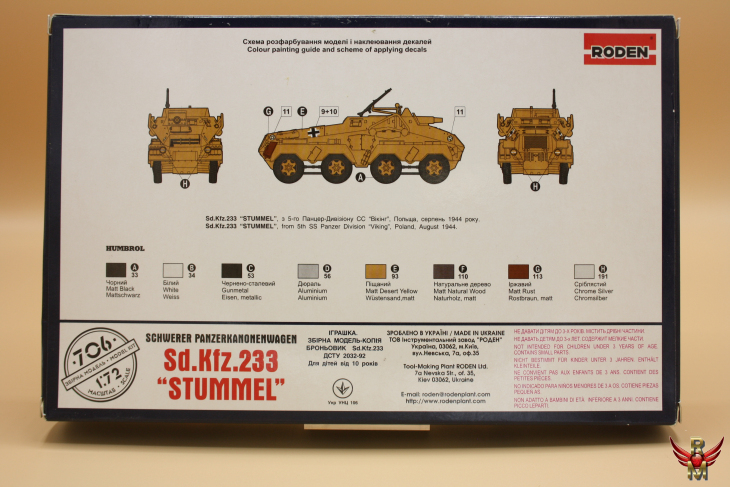 Roden 1/72 German Sd Kfz 233 Stummel Schwerer Panzerkanonenwagen