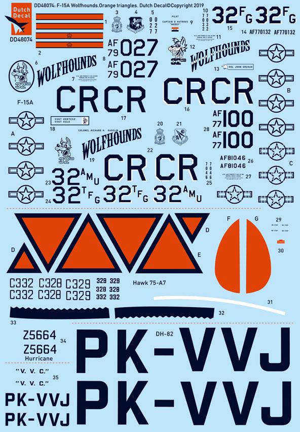 Dutch Decal 1/48 F-15A Wolfhounds USAFE Hawk 75A DH82