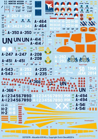 Dutch Decal 1/72 Alouette II/III KLu No 298 Sqn No 299 Sqn