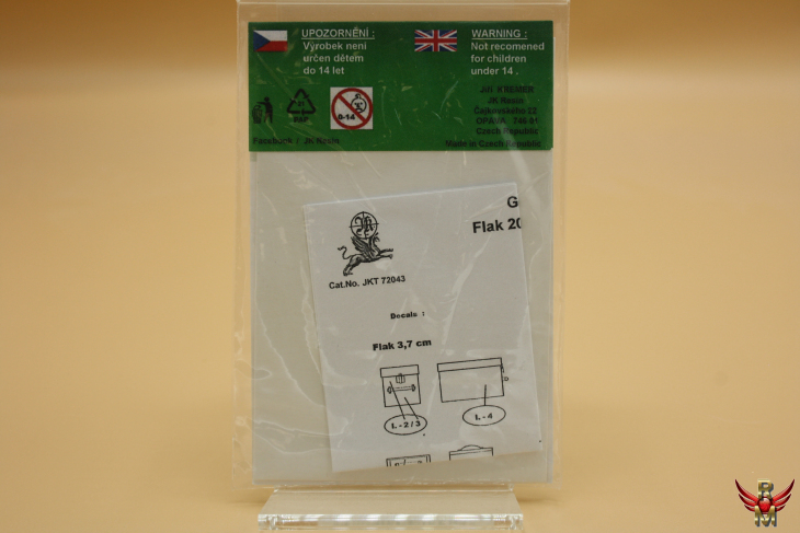 JK Resin 1/72 German WWII Flak 20mm/37mm Decal Set