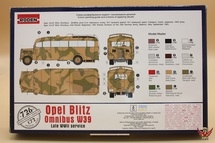 Roden 1/72 Opel Blitz Omnibus W39 late WWII service