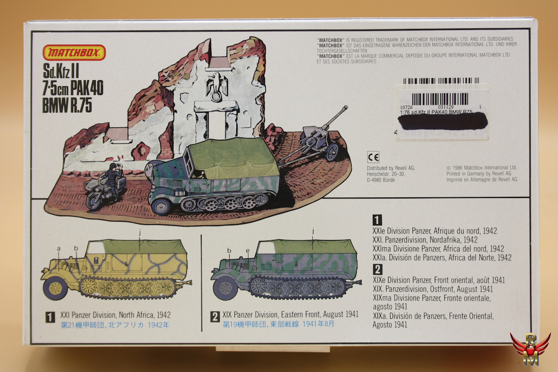 Matchbox 1/76 Sd Kfz 11 75mm PaK 40 and BMW R75