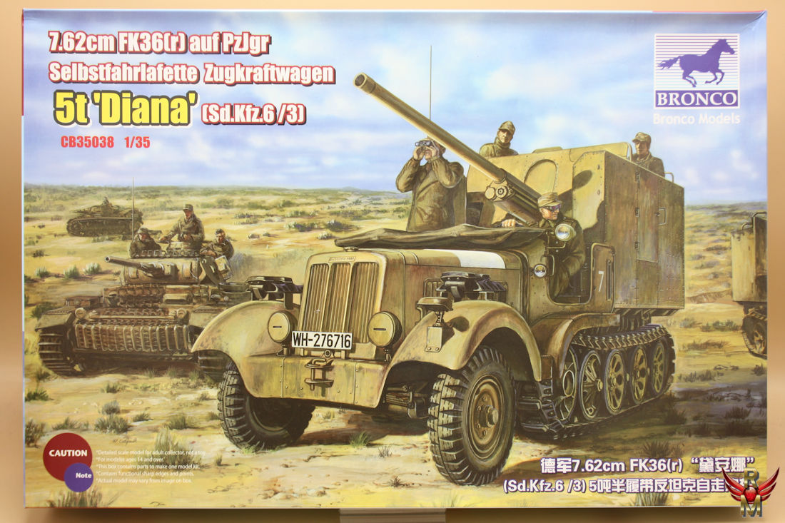 Bronco Models 1/35 76.2cm FK36(r)auf PzJgr Selbstfahrlafette Zugkraftwagen 5t