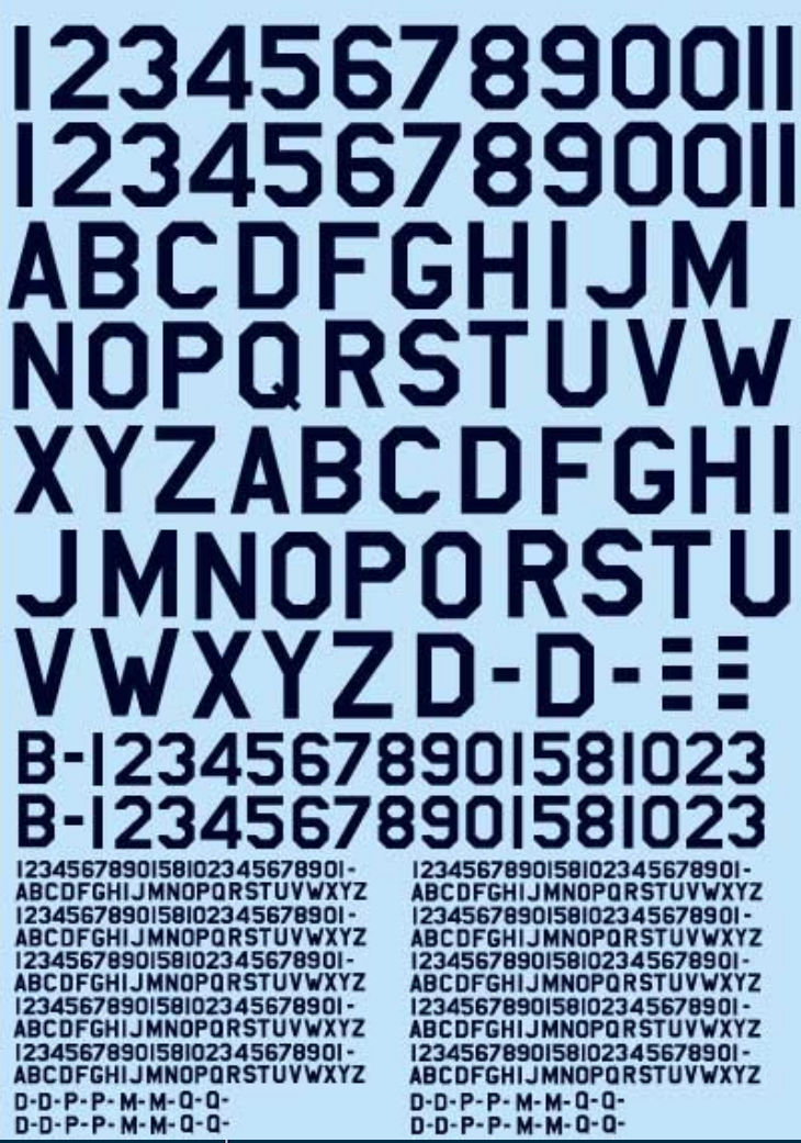 Dutch Decal 1/48 1/32 Klu Registraties/Serials Black