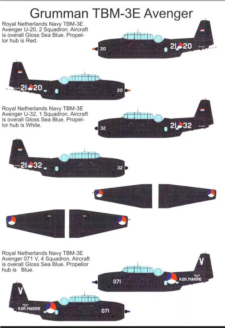 Flevo Decals 1/32 Royal Netherlands Navy TBM-3E Avengers