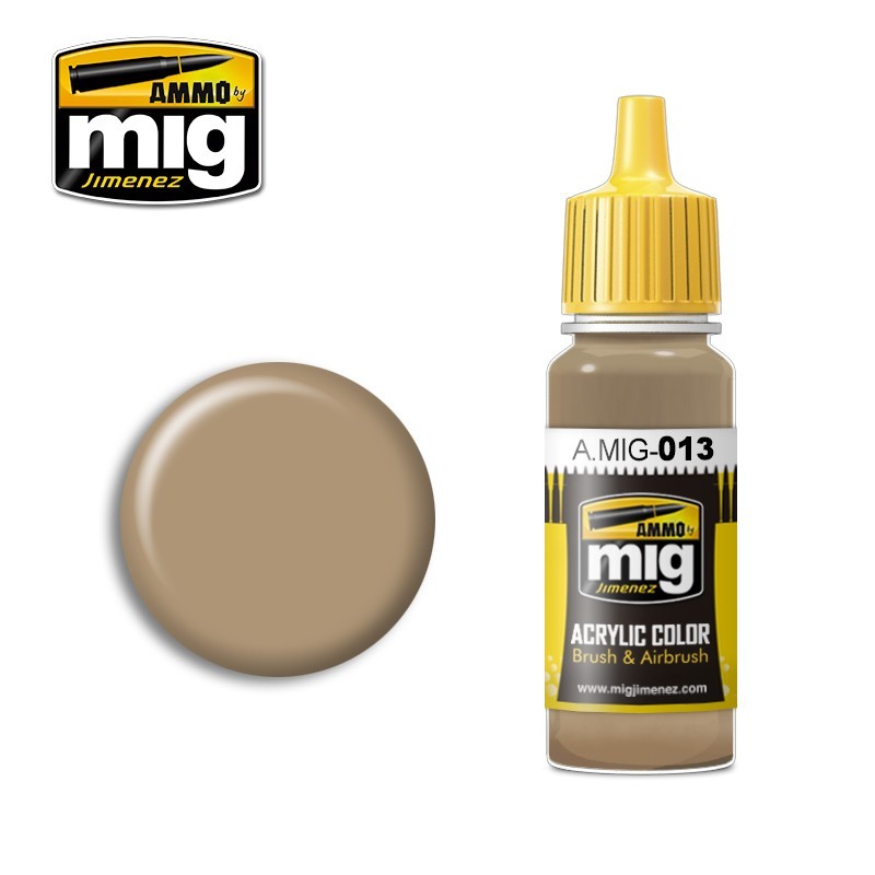 Ammo Mig 013 ACRYLIC COLOR RAL 8000 YELLOW BROWN TAN JAR 17ML