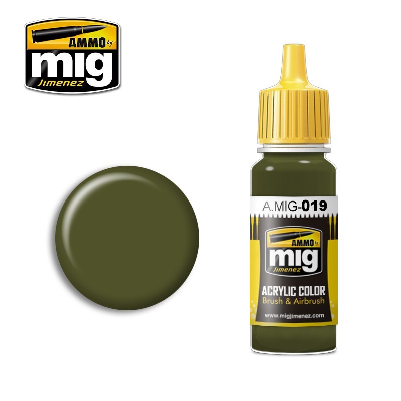 Ammo Mig 019 ACRYLIC COLOR 4BO RUSSIAN GREEN JAR 17ML