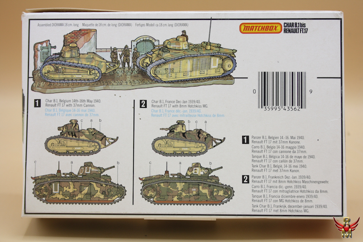 Matchbox 1/76 Char B1 bis Renault FT17