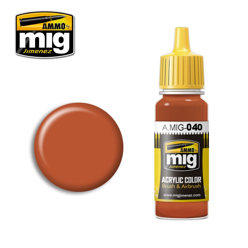 Ammo Mig 040 ACRYLIC COLOR MEDIUM RUST JAR 17ML
