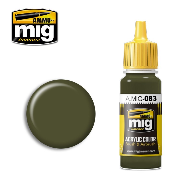 Ammo Mig 083 ACRYLIC COLOR ZASHCHITNIY ZELENO GREEN JAR 17ML
