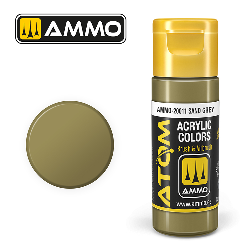 AMMO ATOM 20011 ACRYLIC COLOR SAND GREY 20 ML