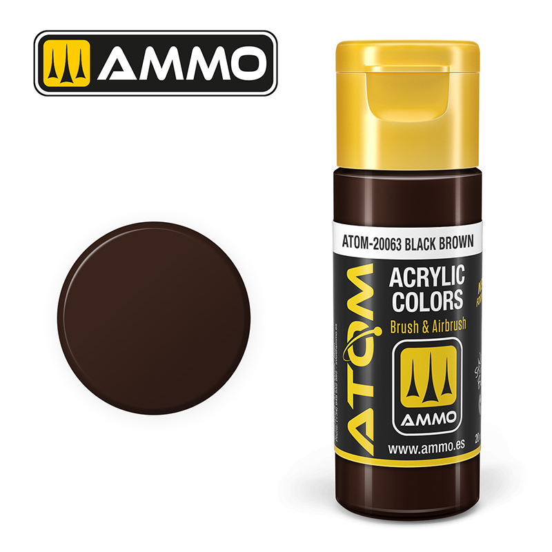 AMMO ATOM 20063 ACRYLIC COLOR BLACK BROWN 20 ML