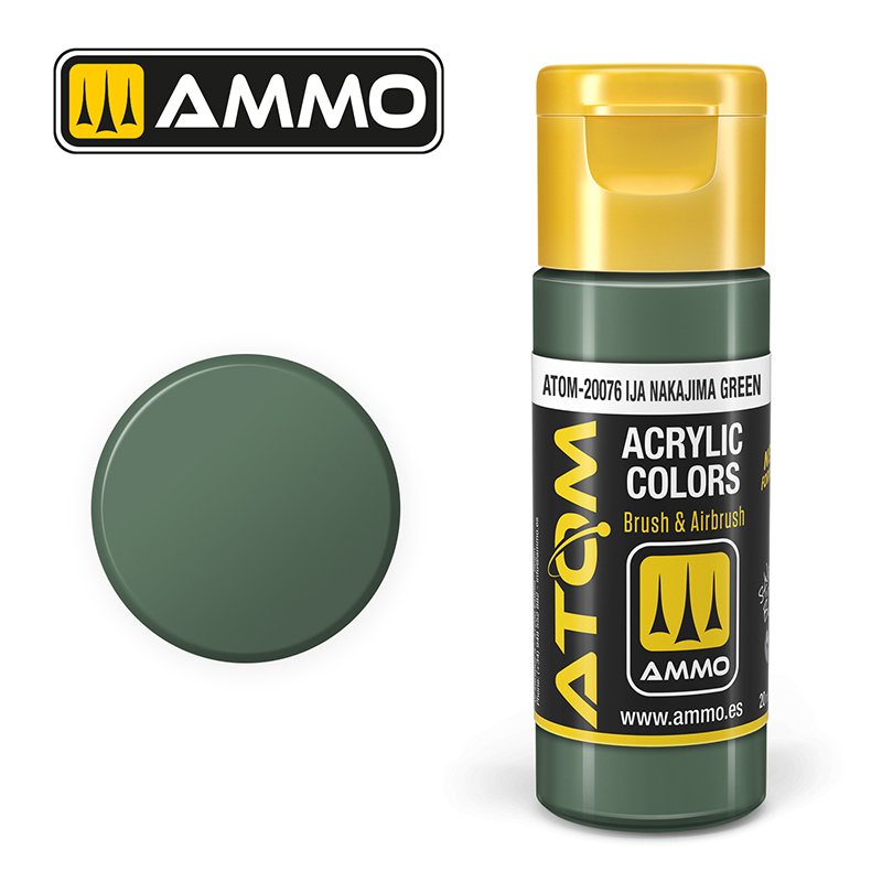 AMMO ATOM 20076 ACRYLIC COLOR IJA NAKAJIMA GREEN 20 ML
