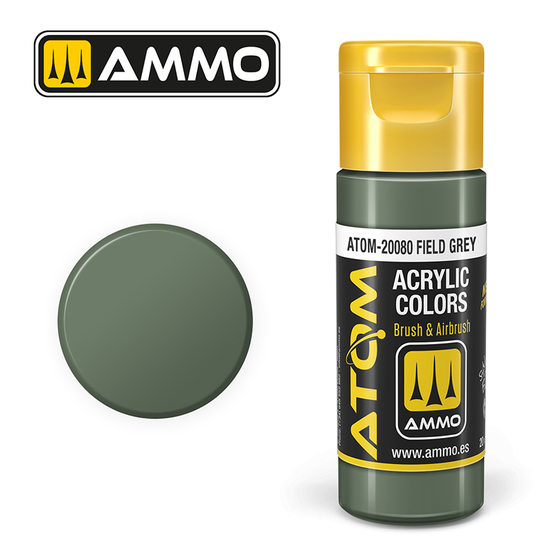 AMMO ATOM 20080 ACRYLIC COLOR FIELD GREY 20 ML