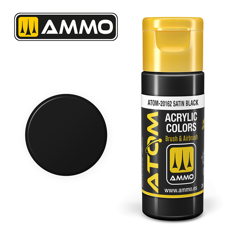 AMMO ATOM 20162 ACRYLIC COLOR SATIN BLACK 20 ML