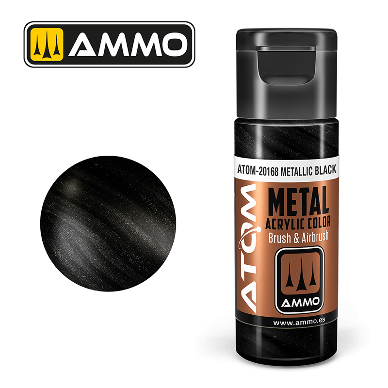 AMMO ATOM 20168 ACRYLIC METALLIC BLACK 20 ML