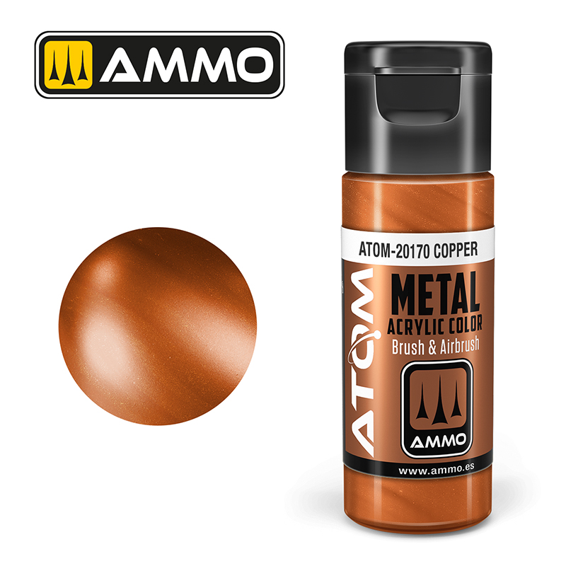 AMMO ATOM 20170 ACRYLIC METALLIC COPPER 20 ML