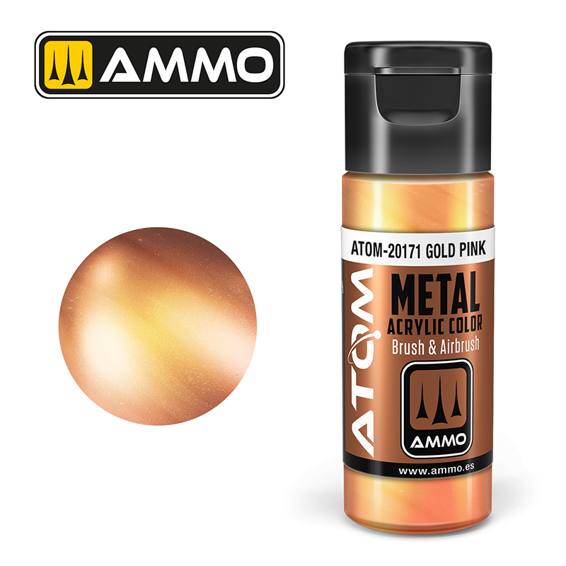 AMMO ATOM 20171 ACRYLIC METALLIC GOLD PINK 20 ML
