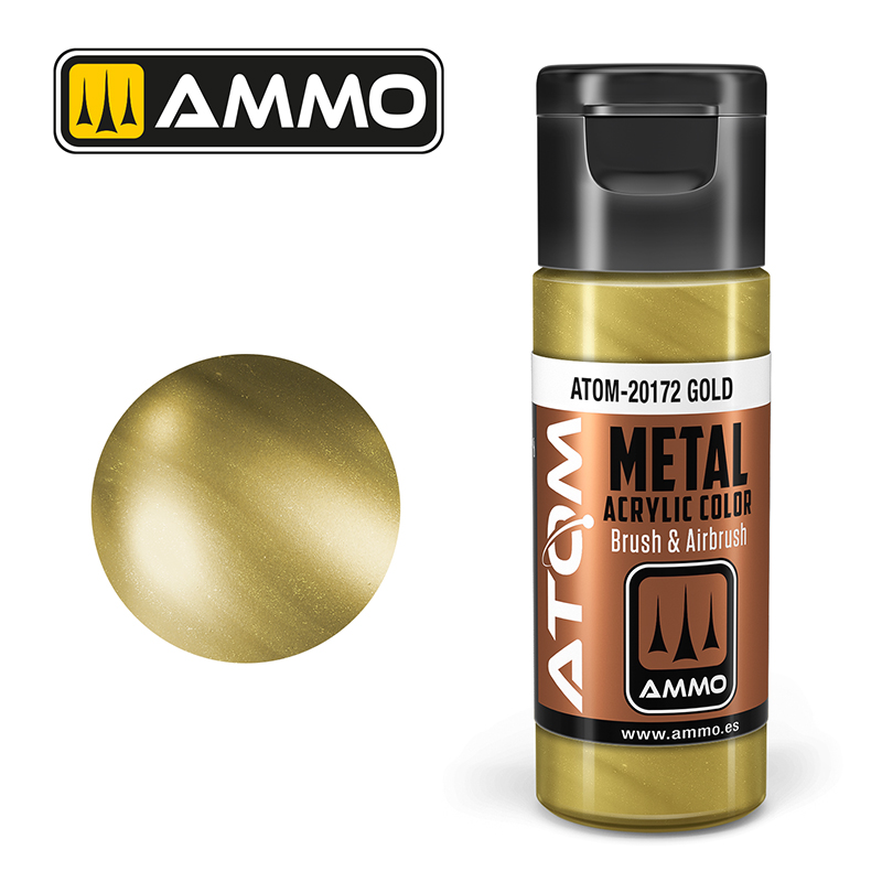 AMMO ATOM 20172 ACRYLIC METALLIC GOLD 20 ML