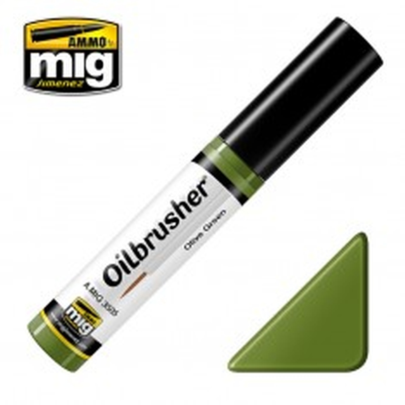 Ammo Mig 3505 OILBRUSHER OLIVE GREEN JAR 10 ML