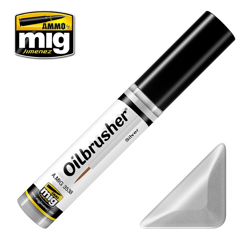 Ammo Mig 3538 OILBRUSHER SILVER JAR 10 ML