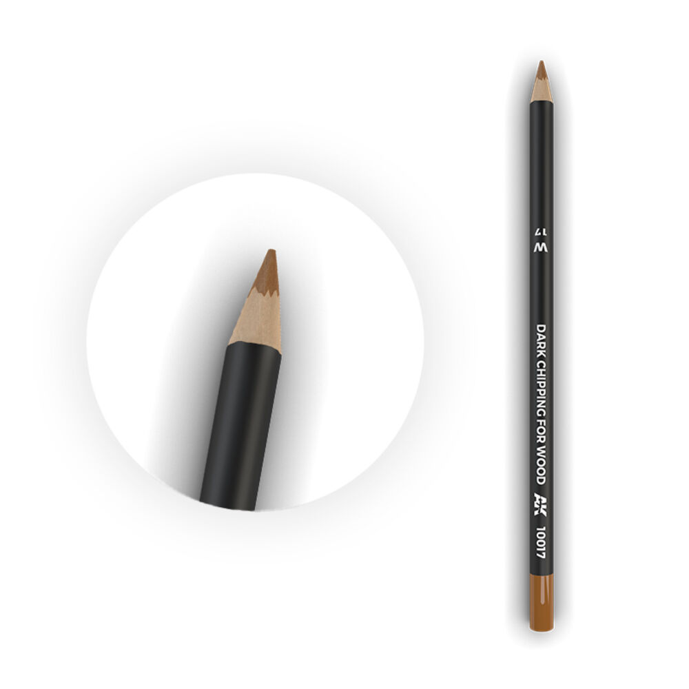 AK Interactive 10017 Watercolor Pencil Dark Chipping for Wood