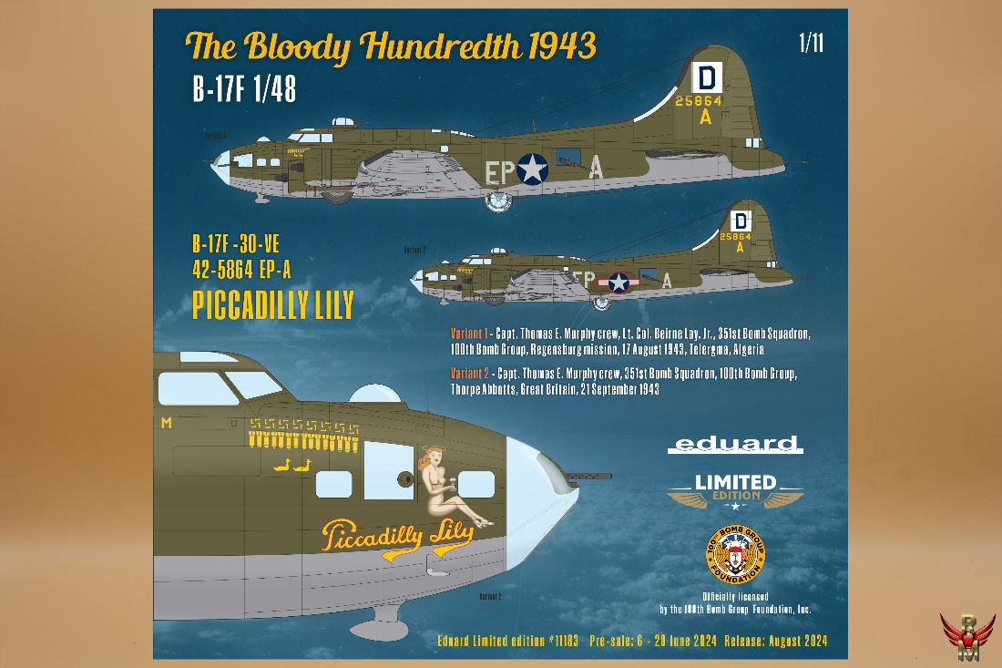 Eduard 1/48 The Bloody Hundredth 1943 B-17F Limited Edition