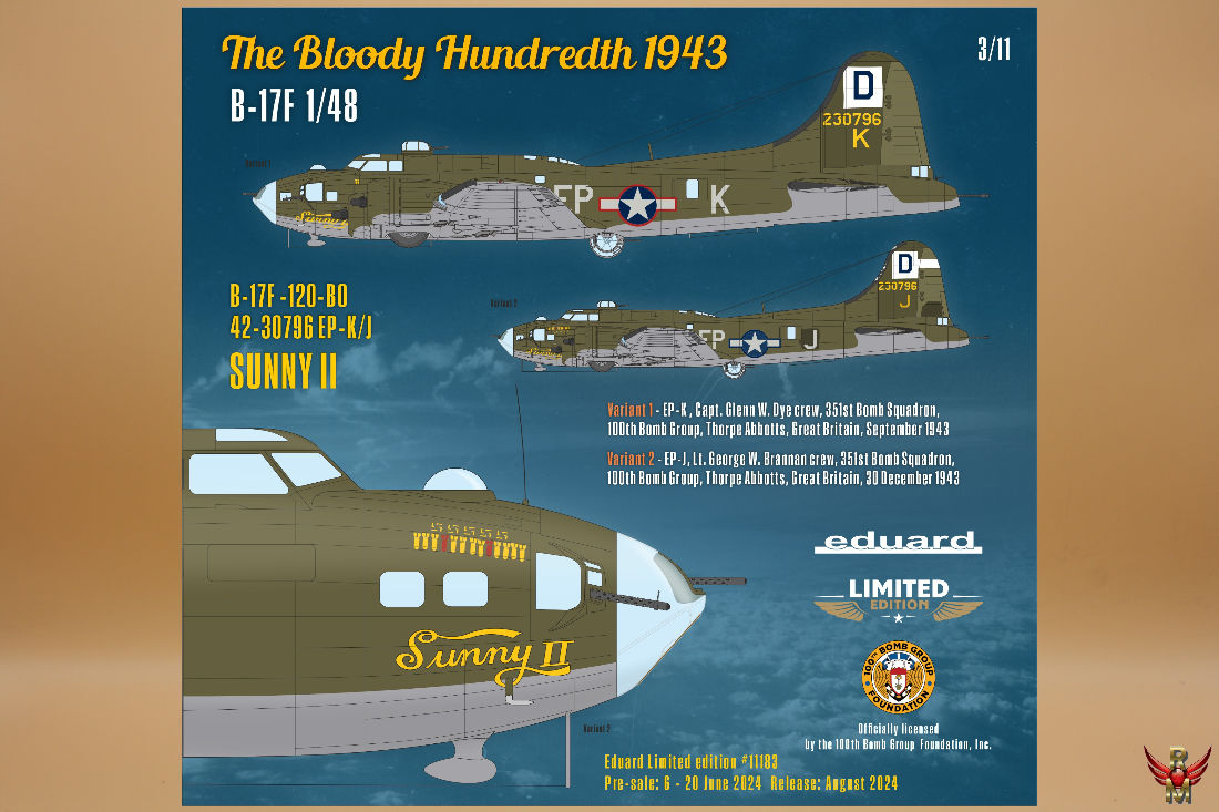 Eduard 1/48 The Bloody Hundredth 1943 B-17F Limited Edition