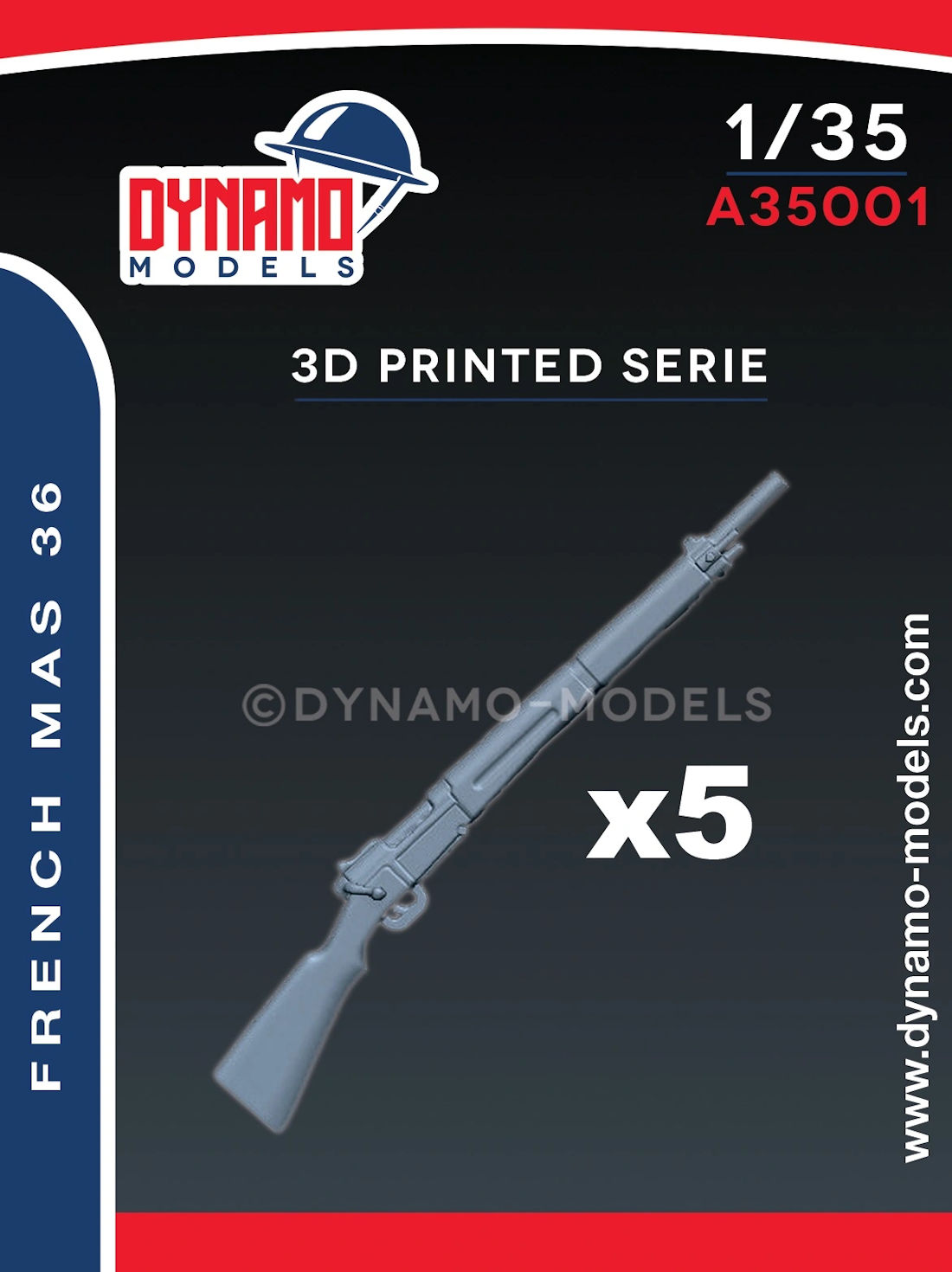 Dynamo Models 1/35 Set of 5 guns – MAS 36