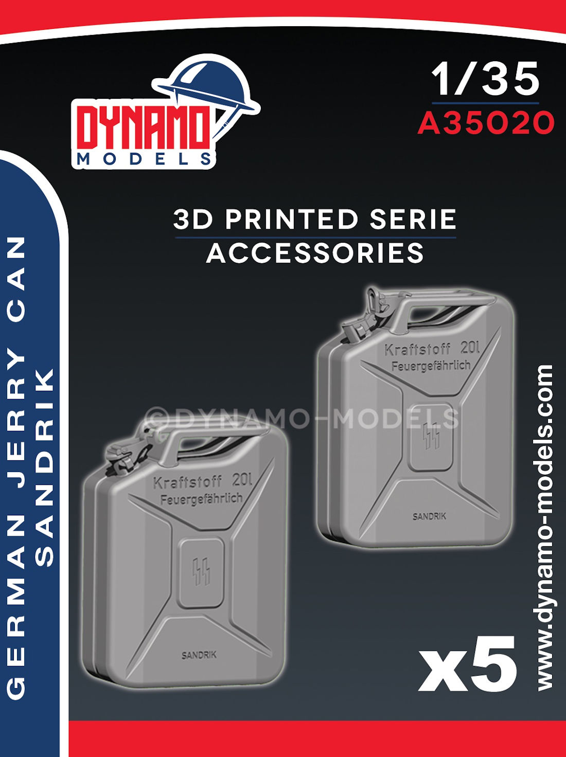 Dynamo Models 1/35 German Jerry Can Sandrik (5x open cap/5x closed cap)