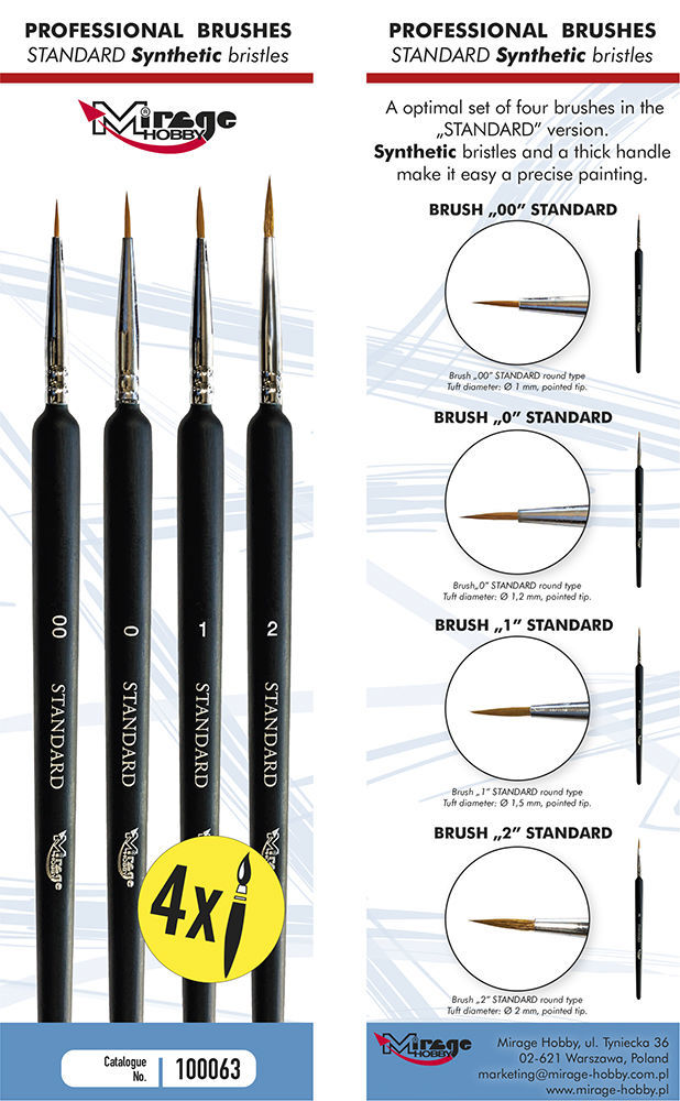 Mirage Hobby 100063 MIRAGE BRUSH SET of Standard Brushes