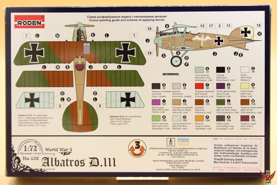 Roden 1/72 Albatros D III Rudolf Berthold