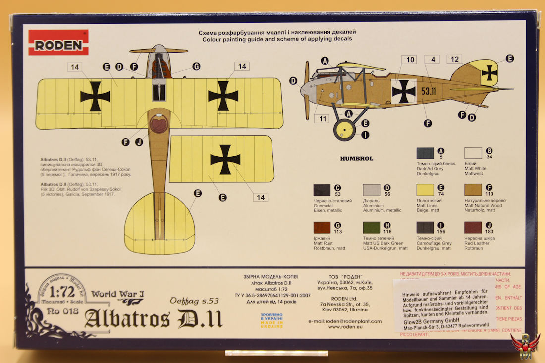Roden 1/72 Albatros D II Oeffag s 53