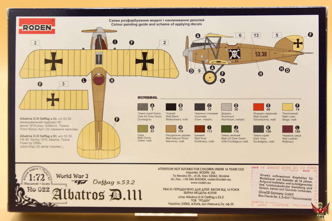Roden 1/72 Albatros D III Oeffag s 53.2 Julius Arigi