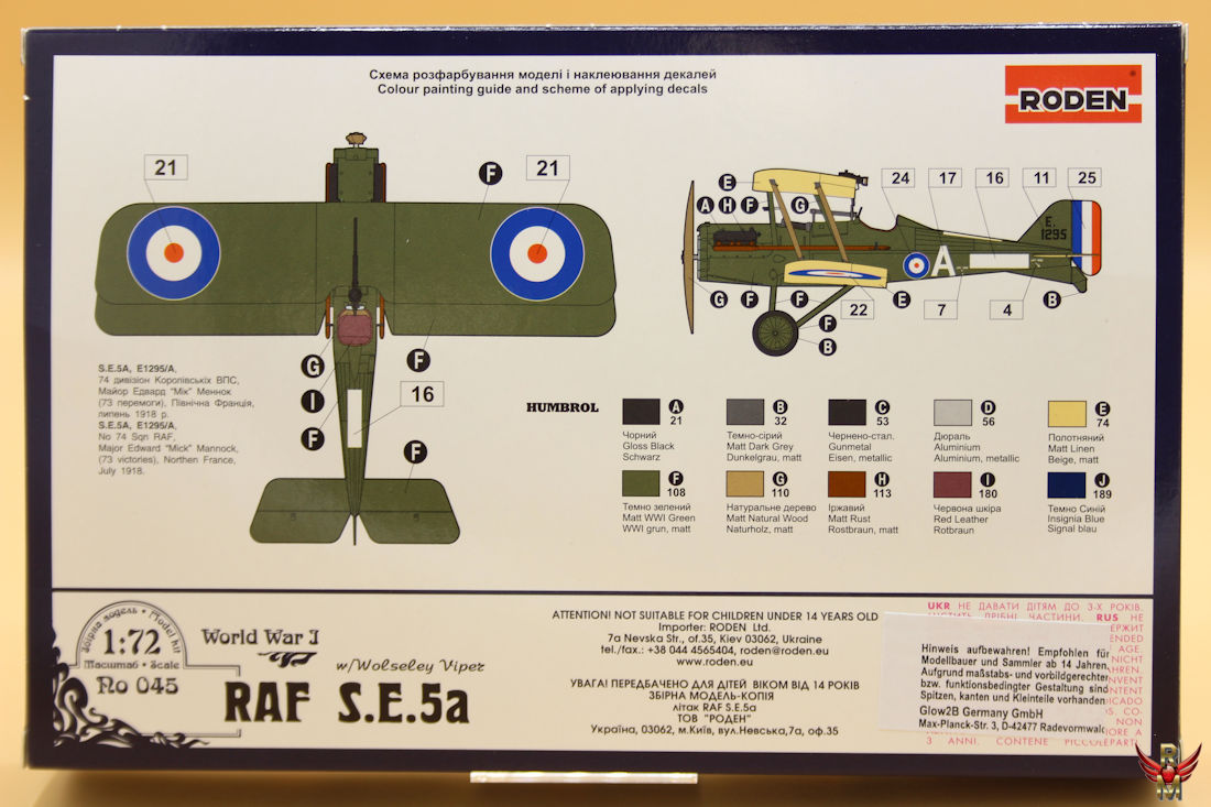 Roden 1/72 RAF SE 5a with Wolseley Viper