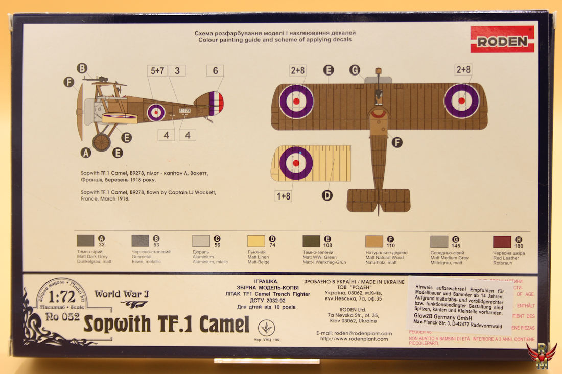 Roden 1/72 Sopwith TF 1 Camel Trench Fighter