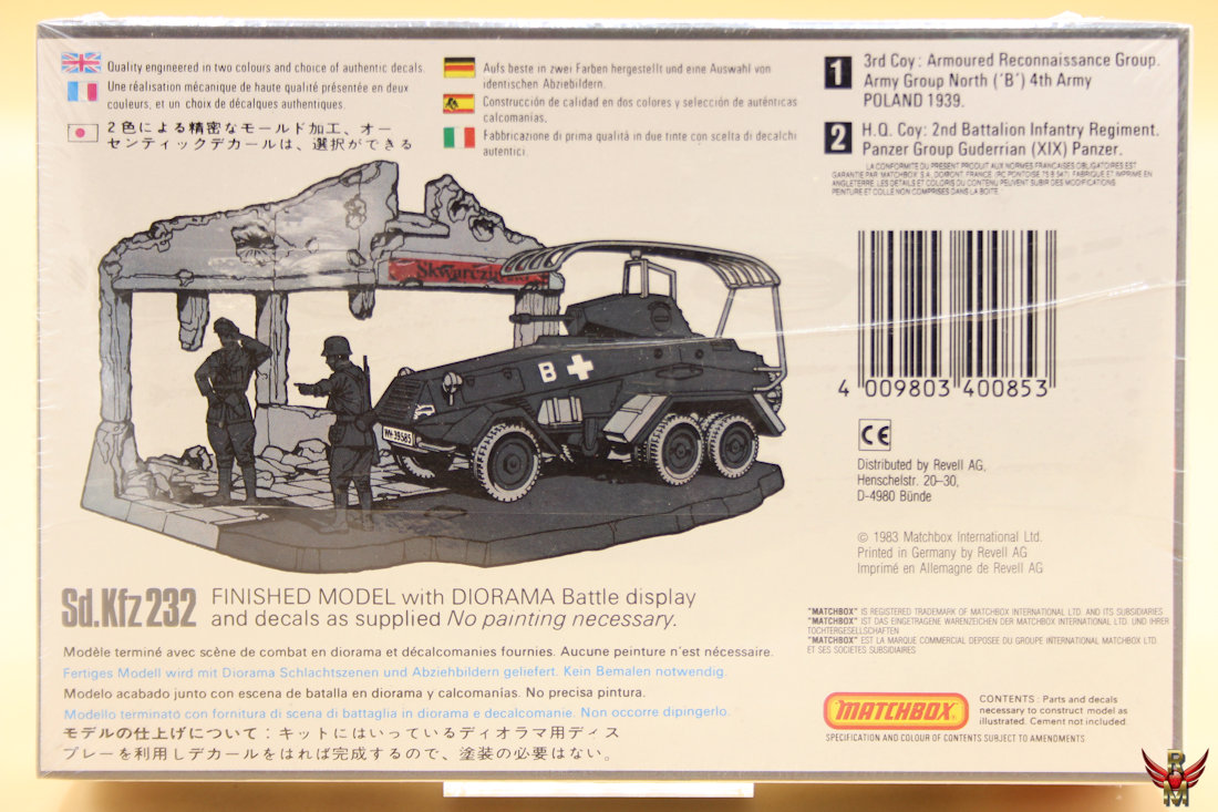 Matchbox 1/76 Sd Kfz 232 Armoured Radio Car-