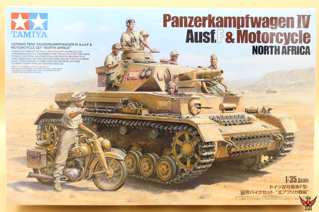 Tamiya 1/35 Panzerkampfwagen IV Ausf F and Motorcycle North Africa