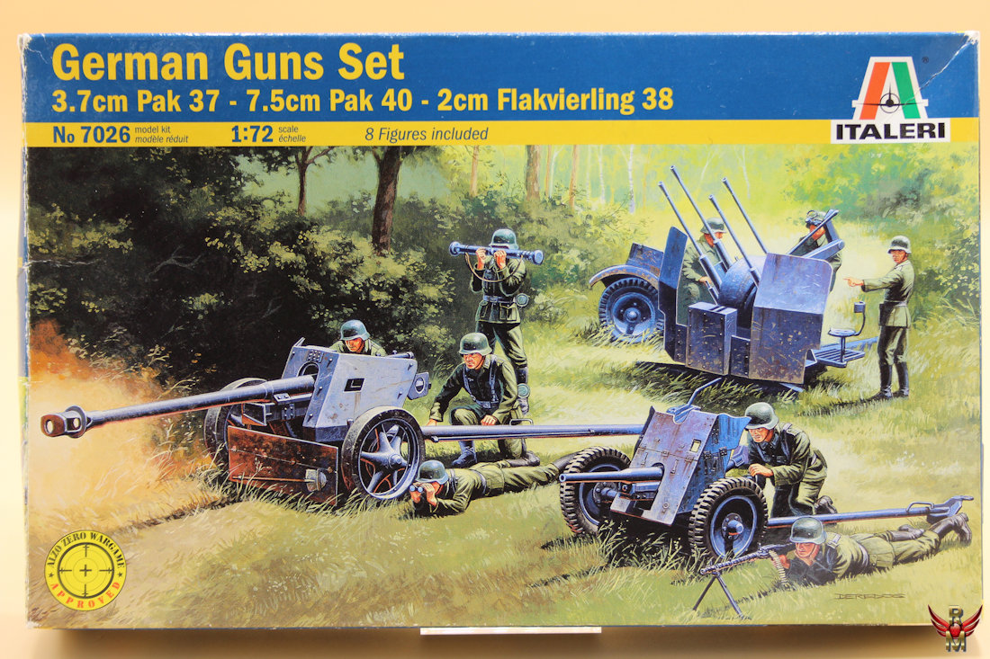 Italeri 1/72 German Guns Set 37mm Pak 37 75mm Pak 40 2cm Flakvierling 38